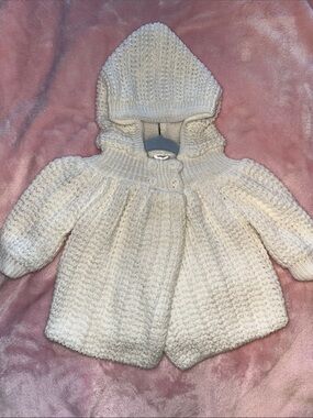 Vintage Hooded Knit Baby Coat 6m